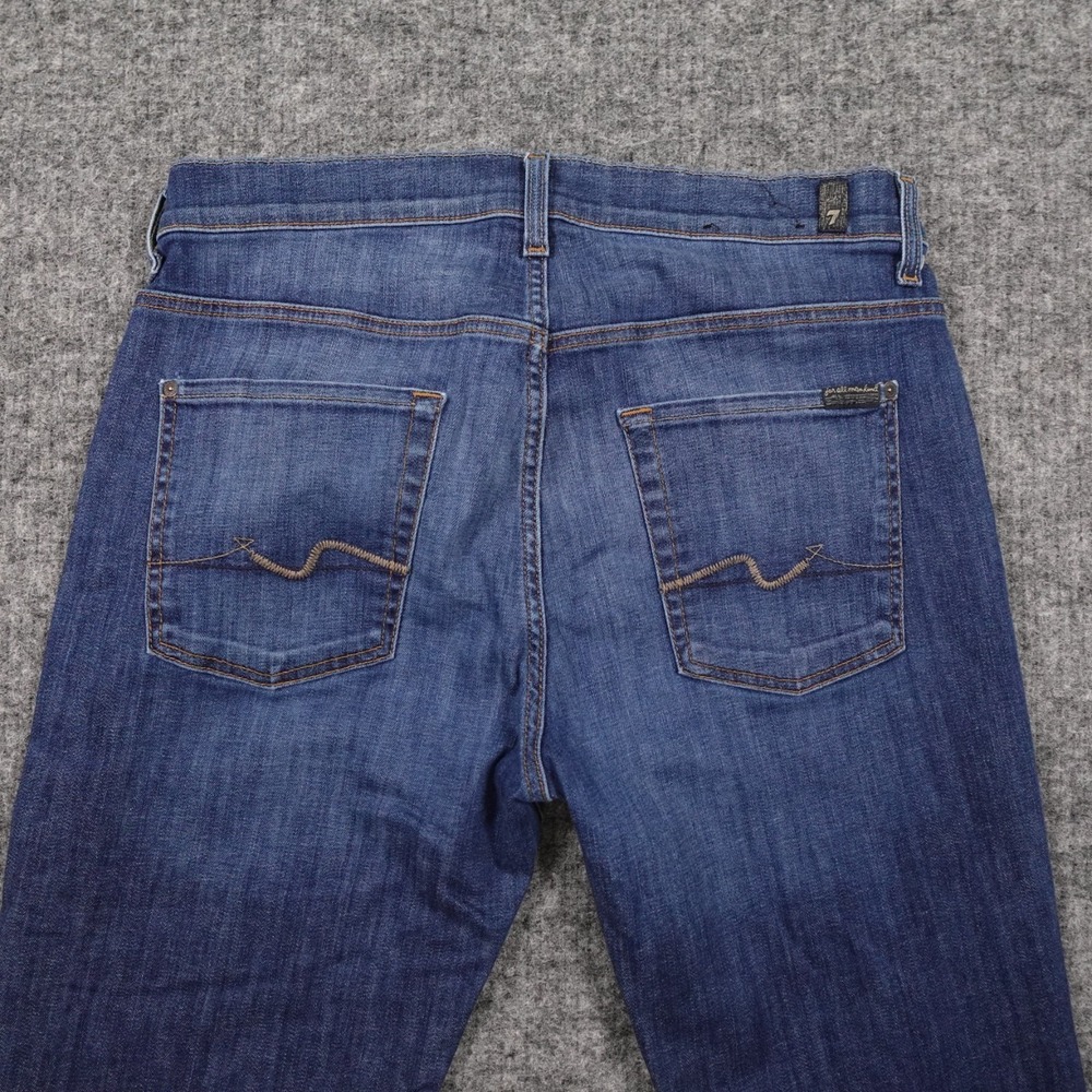 7 For All Mankind Carson Jeans Mens 33 Blue Denim Straight Leg Stretch - Picture 4 of 13